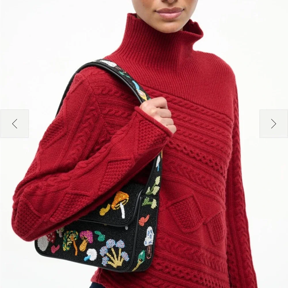 NWT STAUD TOMMY SHOULDER BEADED BAG SHROOMSCAPE SUPER CUTE - Picture 4 of 7